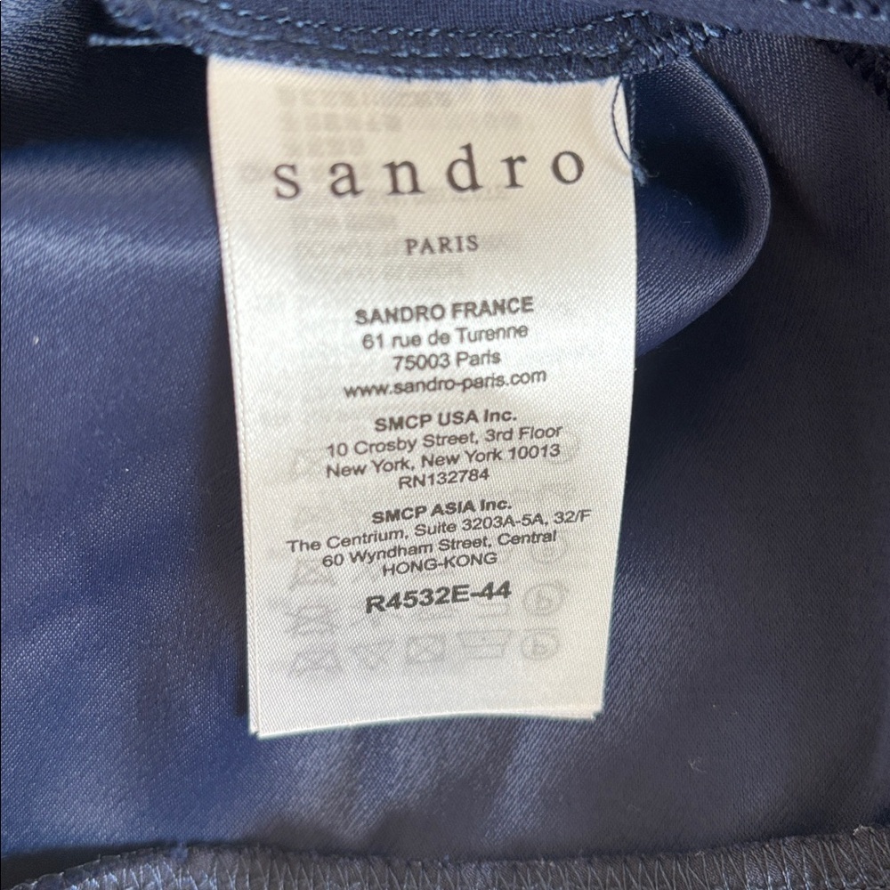 Sandro Navy Blue Ruffle Flutter Hem Sleeveless Mini Short Dress Size 1 cut out - Picture 9 of 13